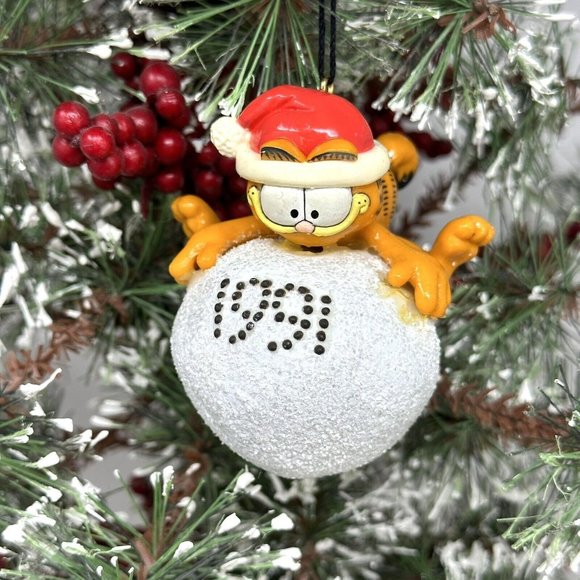 Vintage Enesco Christmas Ornament Garfield Have a Ball 1991 IOB - Picture 2 of 16